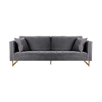 Armen Living - Lenox Gray Velvet Modern Sofa with Brass Legs - LCLN3GRY veiw 1