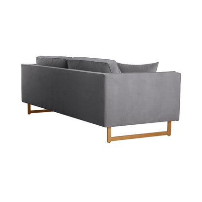 Armen Living - Lenox Gray Velvet Modern Sofa with Brass Legs - LCLN3GRY veiw 3