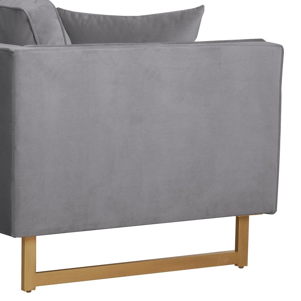 Armen Living - Lenox Gray Velvet Modern Sofa with Brass Legs - LCLN3GRY veiw 4
