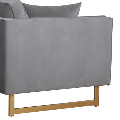Armen Living - Lenox Gray Velvet Modern Sofa with Brass Legs - LCLN3GRY veiw 4