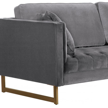 Armen Living - Lenox Gray Velvet Modern Sofa with Brass Legs - LCLN3GRY veiw 5