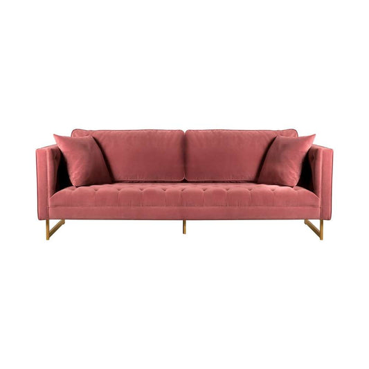 Armen Living - Lenox Pink Velvet Modern Sofa with Brass Legs - LCLN3PNK veiw 1