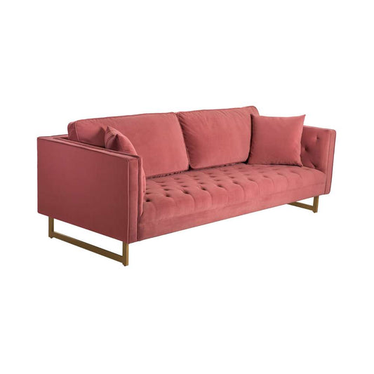 Armen Living - Lenox Pink Velvet Modern Sofa with Brass Legs - LCLN3PNK veiw 2