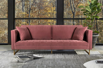 Armen Living - Lenox Pink Velvet Modern Sofa with Brass Legs - LCLN3PNK veiw 8