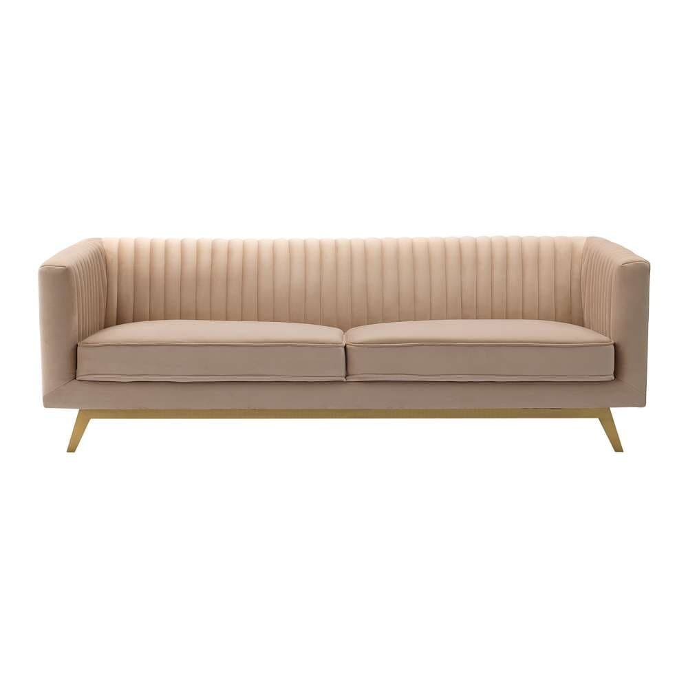 Armen Living - Liv Modern Beige Velvet Sofa - LCLV3BEIGE veiw 1