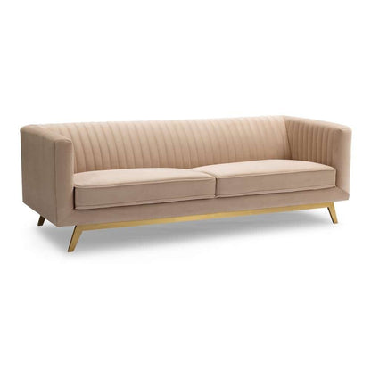 Armen Living - Liv Modern Beige Velvet Sofa - LCLV3BEIGE veiw 2