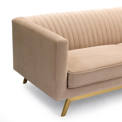 Armen Living - Liv Modern Beige Velvet Sofa - LCLV3BEIGE veiw 4