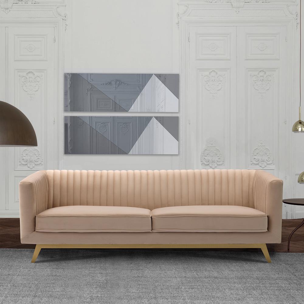 Armen Living - Liv Modern Beige Velvet Sofa - LCLV3BEIGE veiw 5