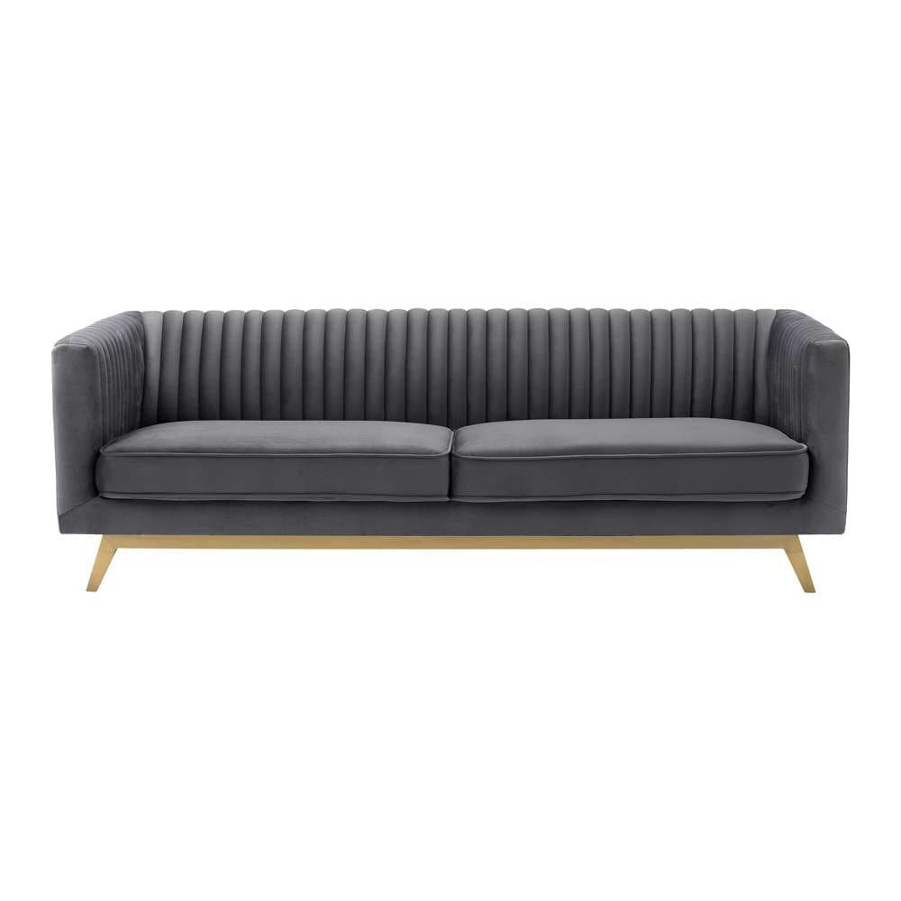 Armen Living - Liv Modern Dark Gray Velvet Sofa - LCLV3GREY veiw 1