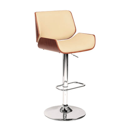 Armen Living - London Cream Faux Leather Adjustable Height Swivel Walnut Wood and Chrome Bar Stool - LCLOSWBACRWA veiw 1