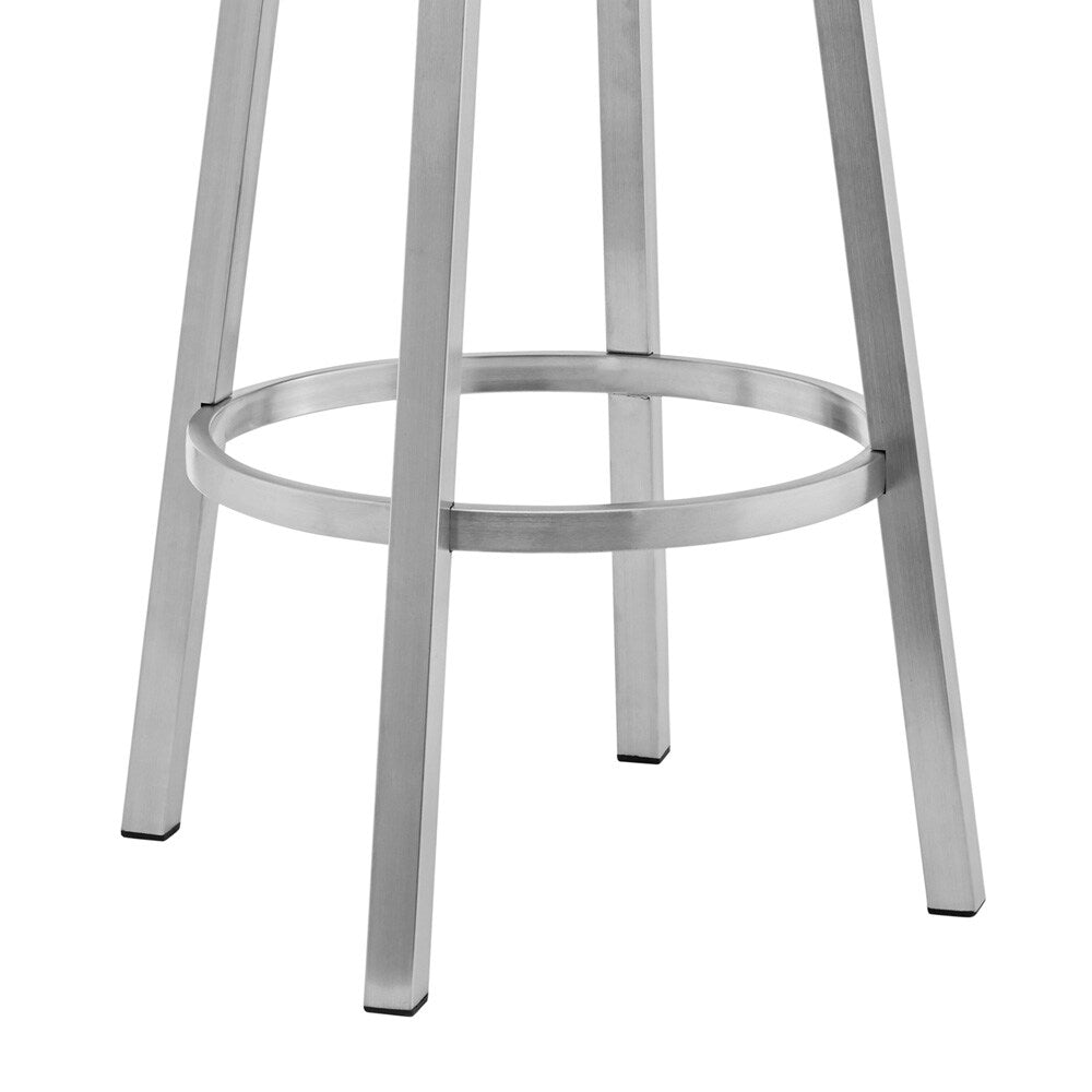 Armen Living - Lorin 26in Gray Faux Leather and Brushed Stainless Steel Swivel Bar Stool - LCLRBABSGR26 veiw 6
