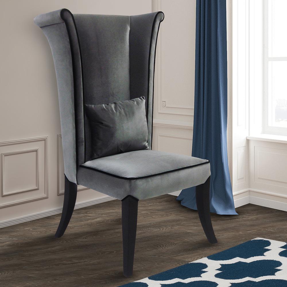 Armen Living - Mad Hatter Dining Chair In Gray Rich Velvet - LC847SIGR veiw 2