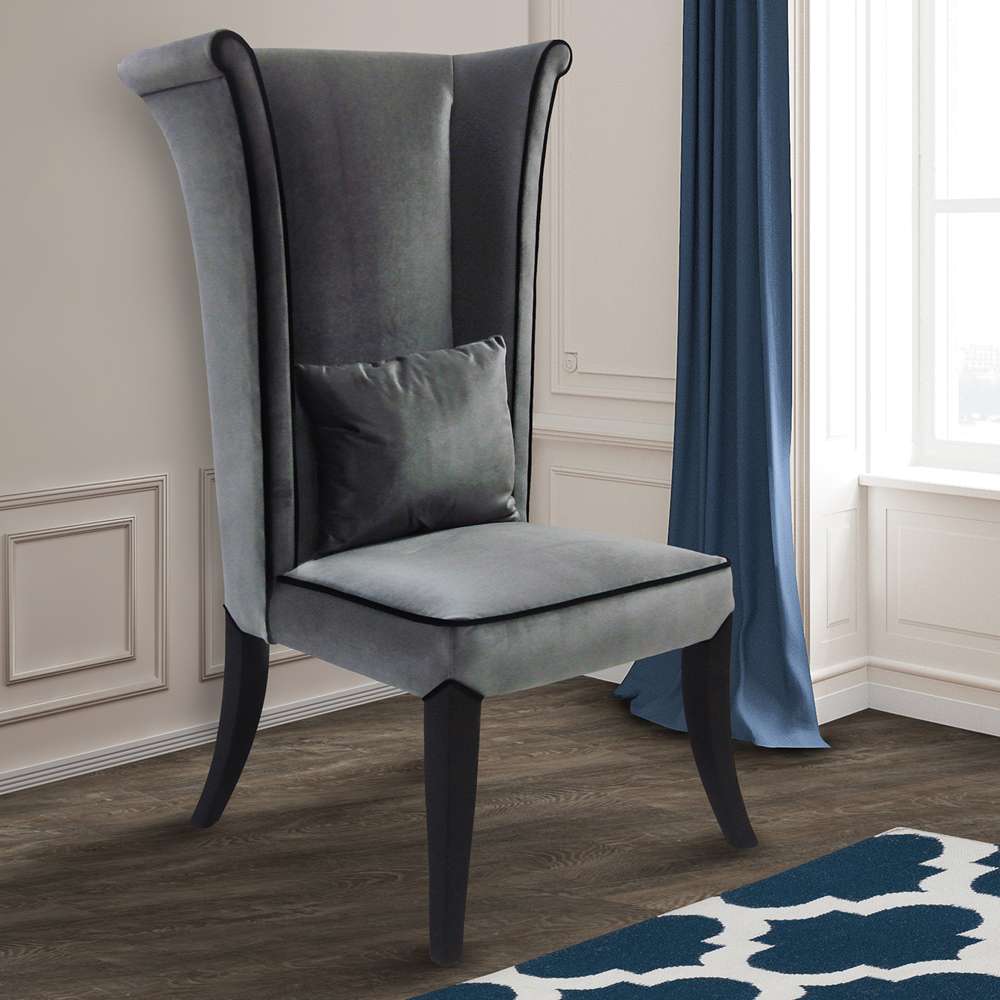 Armen Living - Mad Hatter Dining Chair In Gray Rich Velvet - LC847SIGR veiw 4