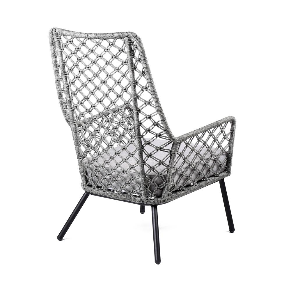 Armen Living - Marco Indoor Outdoor Steel Lounge Chair with Grey Rope and Grey Cushion - LCMPCHGRY veiw 1