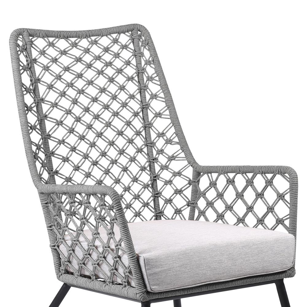 Armen Living - Marco Indoor Outdoor Steel Lounge Chair with Grey Rope and Grey Cushion - LCMPCHGRY veiw 2