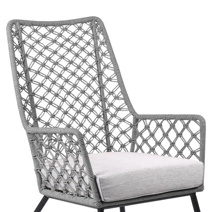 Armen Living - Marco Indoor Outdoor Steel Lounge Chair with Grey Rope and Grey Cushion - LCMPCHGRY veiw 2