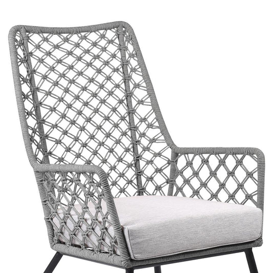 Armen Living - Marco Indoor Outdoor Steel Lounge Chair with Grey Rope and Grey Cushion - LCMPCHGRY veiw 2
