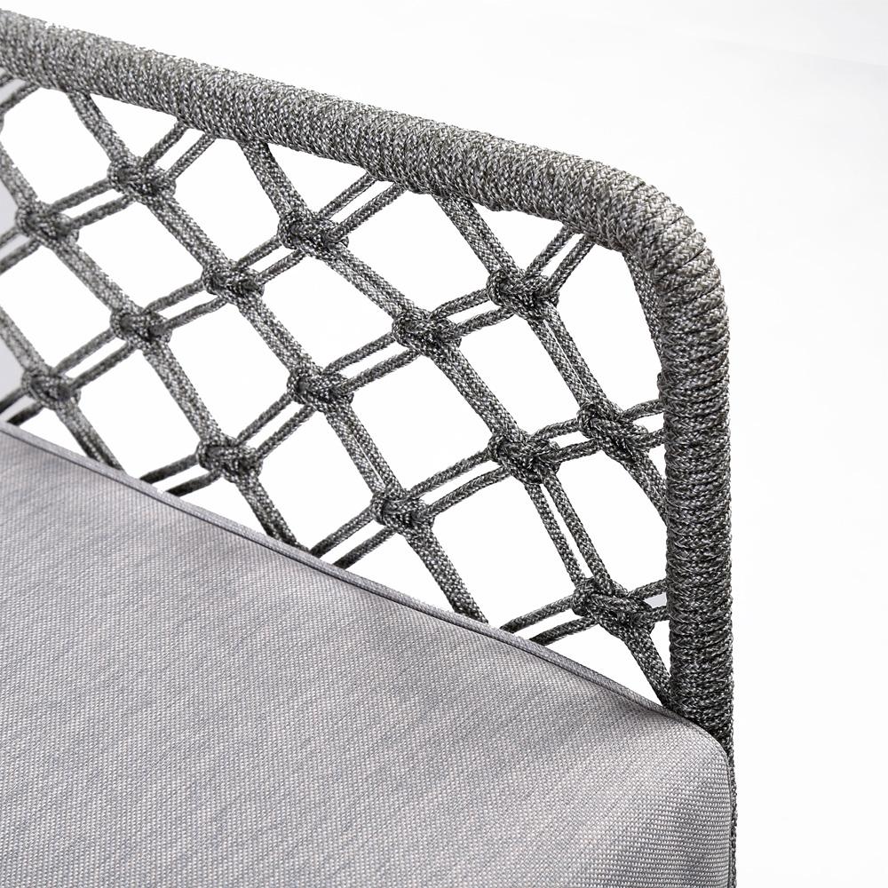 Armen Living - Marco Indoor Outdoor Steel Lounge Chair with Grey Rope and Grey Cushion - LCMPCHGRY veiw 3