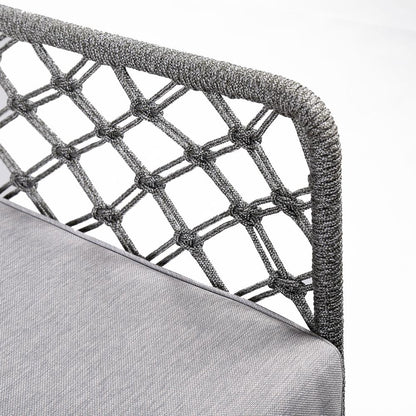 Armen Living - Marco Indoor Outdoor Steel Lounge Chair with Grey Rope and Grey Cushion - LCMPCHGRY veiw 3