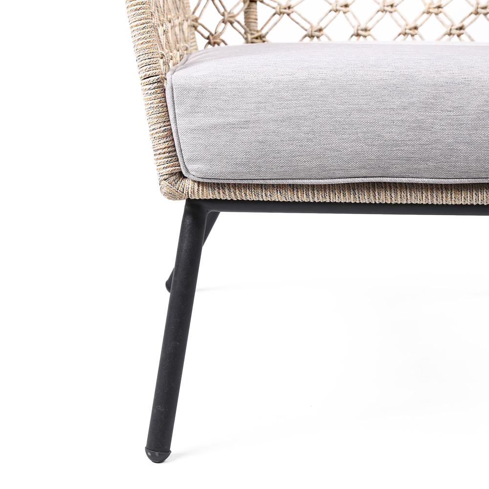 Armen Living - Marco Indoor Outdoor Steel Lounge Chair with Natural Springs Rope and Grey Cushion - LCMPCHNAT veiw 6