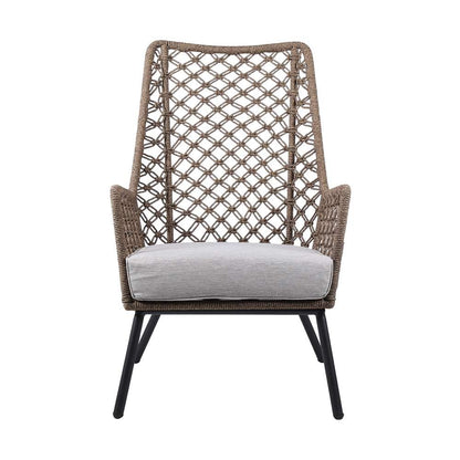 Armen Living - Marco Indoor Outdoor Steel Lounge Chair with Truffle Rope and Grey Cushion - LCMPCHTRU veiw 2