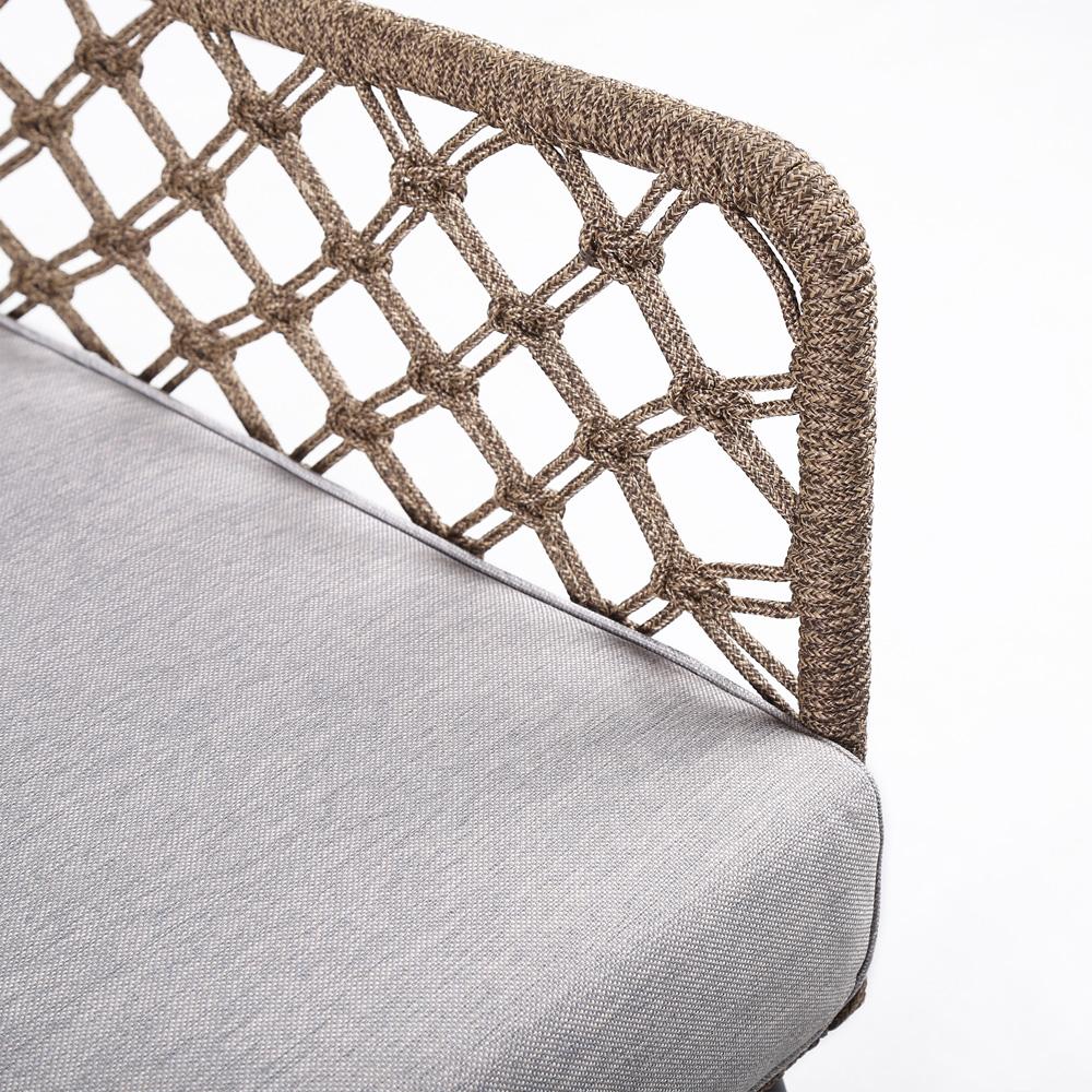 Armen Living - Marco Indoor Outdoor Steel Lounge Chair with Truffle Rope and Grey Cushion - LCMPCHTRU veiw 3