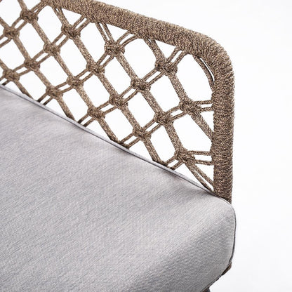 Armen Living - Marco Indoor Outdoor Steel Lounge Chair with Truffle Rope and Grey Cushion - LCMPCHTRU veiw 3
