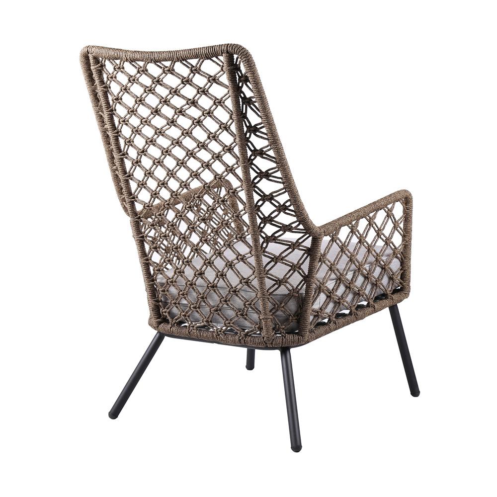 Armen Living - Marco Indoor Outdoor Steel Lounge Chair with Truffle Rope and Grey Cushion - LCMPCHTRU veiw 4