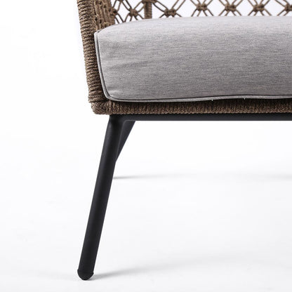 Armen Living - Marco Indoor Outdoor Steel Lounge Chair with Truffle Rope and Grey Cushion - LCMPCHTRU veiw 6