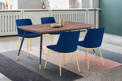 Armen Living - Messina Blue Velvet 5 Piece Rectangular Dining Set - SETMSDIBLU5E veiw 8