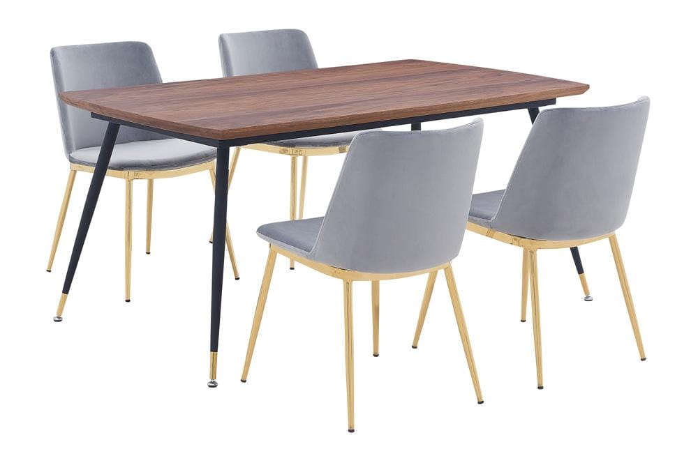 Armen Living - Messina Gray Velvet 5 Piece Rectangular Dining Set - SETMSDIGRY5E veiw 1