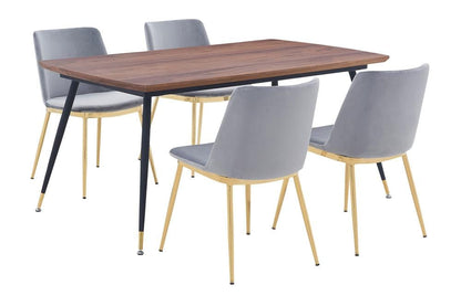 Armen Living - Messina Gray Velvet 5 Piece Rectangular Dining Set - SETMSDIGRY5E veiw 1