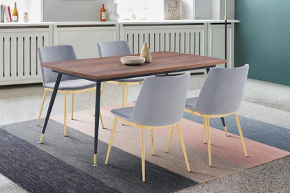 Armen Living - Messina Gray Velvet 5 Piece Rectangular Dining Set - SETMSDIGRY5E veiw 8