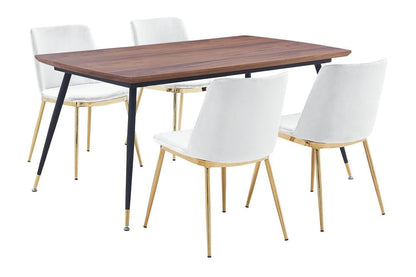 Armen Living - Messina White Velvet 5 Piece Rectangular Dining Set - SETMSDIWHT5E veiw 1