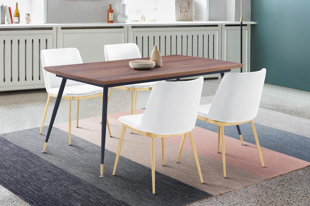 Armen Living - Messina White Velvet 5 Piece Rectangular Dining Set - SETMSDIWHT5E veiw 8
