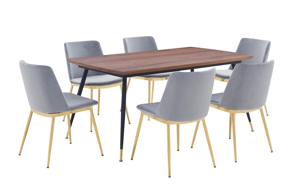 Armen Living - Messina Gray Velvet 7 Piece Rectangular Dining Set - SETMSDIGRY7E veiw 1