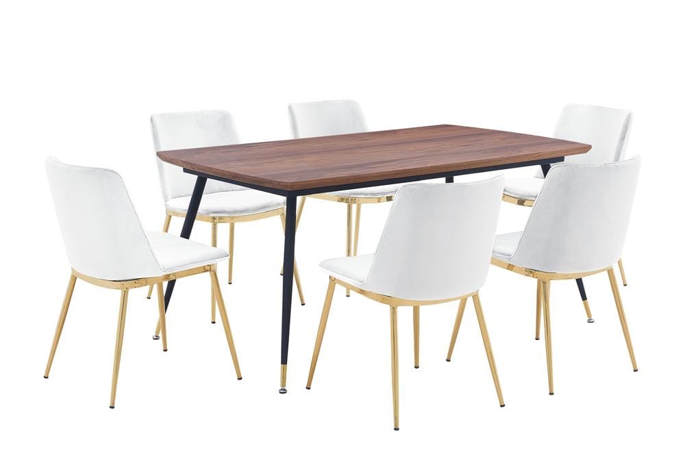 Armen Living - Messina White Velvet 7 Piece Rectangular Dining Set - SETMSDIWHT7E veiw 1