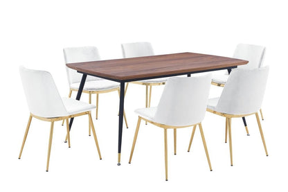 Armen Living - Messina White Velvet 7 Piece Rectangular Dining Set - SETMSDIWHT7E veiw 1