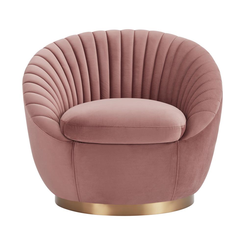 Armen Living - Mitzy Blush Velvet Swivel Accent Chair with Gold Base - LCMTCHBLUSH veiw 2