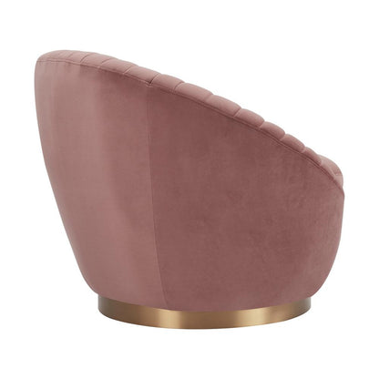 Armen Living - Mitzy Blush Velvet Swivel Accent Chair with Gold Base - LCMTCHBLUSH veiw 3