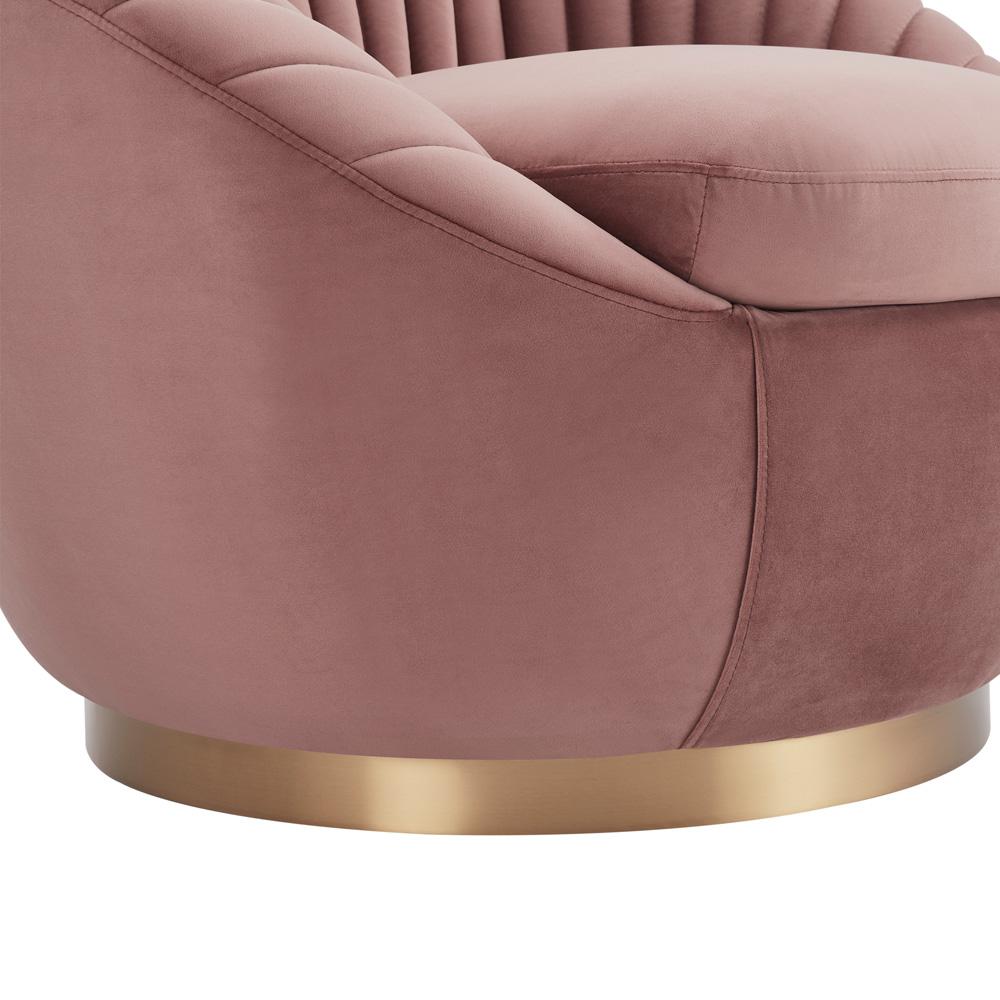 Armen Living - Mitzy Blush Velvet Swivel Accent Chair with Gold Base - LCMTCHBLUSH veiw 6