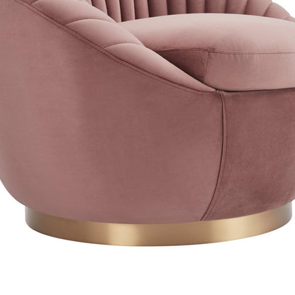 Armen Living - Mitzy Blush Velvet Swivel Accent Chair with Gold Base - LCMTCHBLUSH veiw 6
