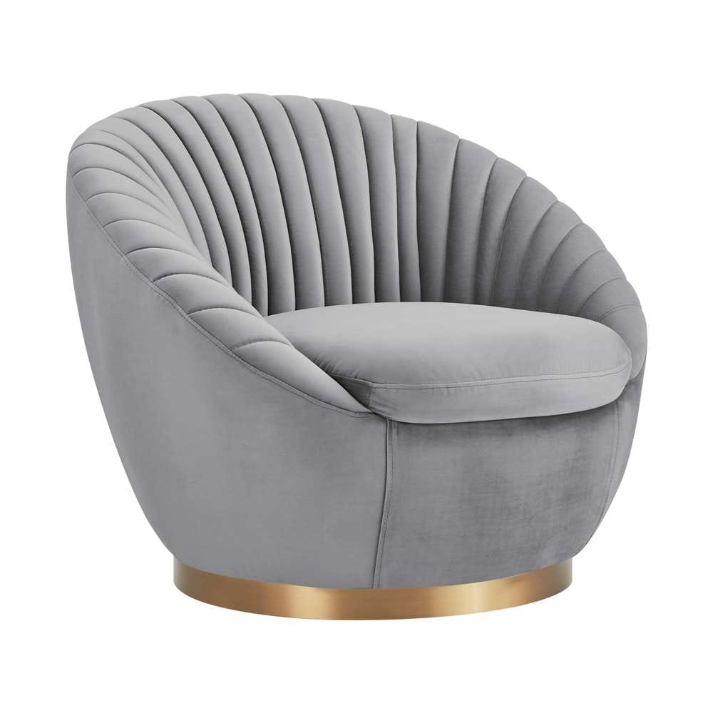 Armen Living - Mitzy Gray Velvet Swivel Accent Chair with Gold Base - LCMTCHGREY veiw 1