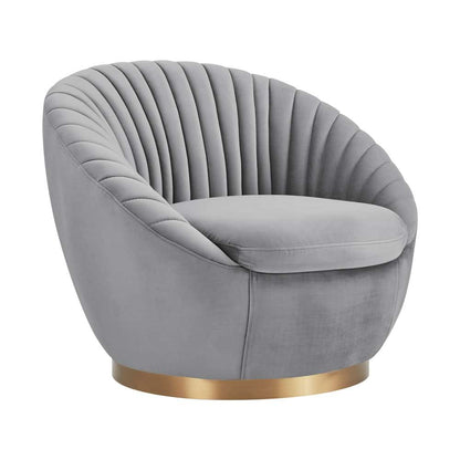 Armen Living - Mitzy Gray Velvet Swivel Accent Chair with Gold Base - LCMTCHGREY veiw 1