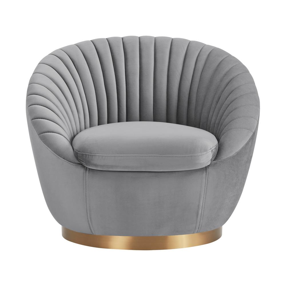 Armen Living - Mitzy Gray Velvet Swivel Accent Chair with Gold Base - LCMTCHGREY veiw 2
