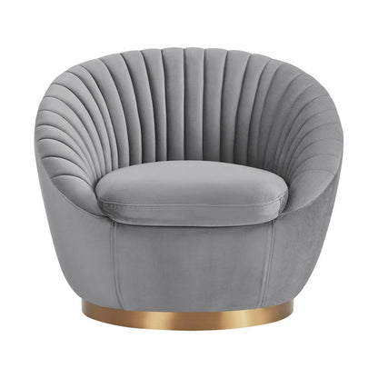Armen Living - Mitzy Gray Velvet Swivel Accent Chair with Gold Base - LCMTCHGREY veiw 2