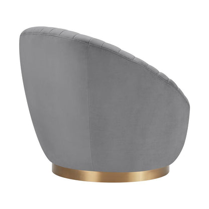 Armen Living - Mitzy Gray Velvet Swivel Accent Chair with Gold Base - LCMTCHGREY veiw 3