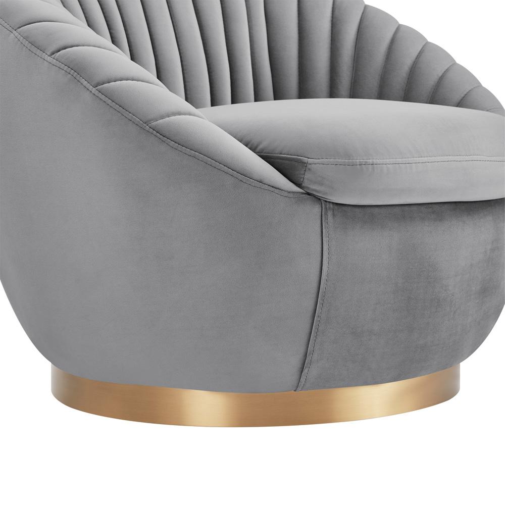 Armen Living - Mitzy Gray Velvet Swivel Accent Chair with Gold Base - LCMTCHGREY veiw 6