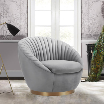 Armen Living - Mitzy Gray Velvet Swivel Accent Chair with Gold Base - LCMTCHGREY veiw 7