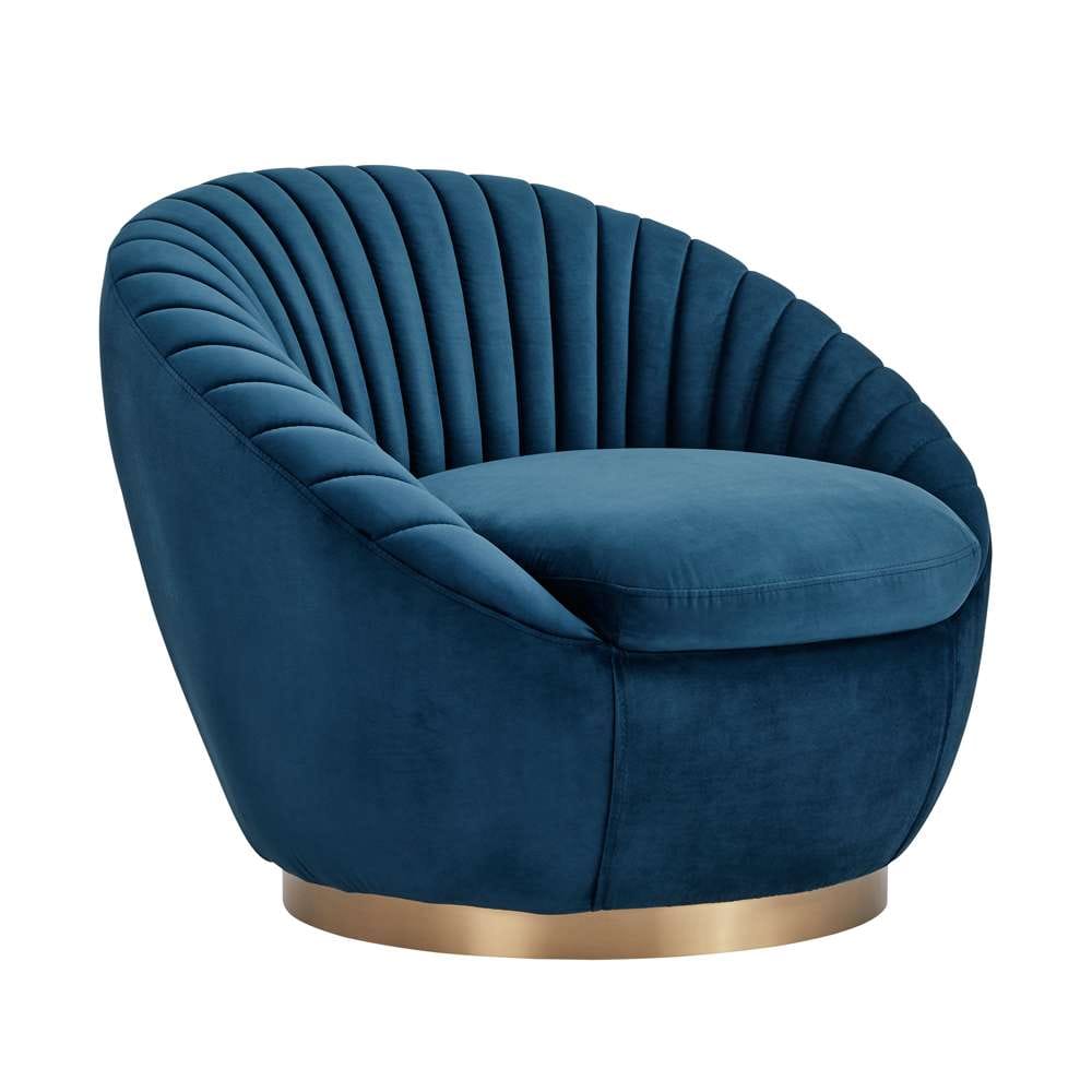 Armen Living - Mitzy Navy Velvet Swivel Accent Chair with Gold Base - LCMTCHNAVY veiw 1